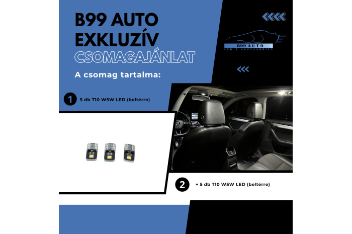 10 db T10 W5W LED beltéri csomag